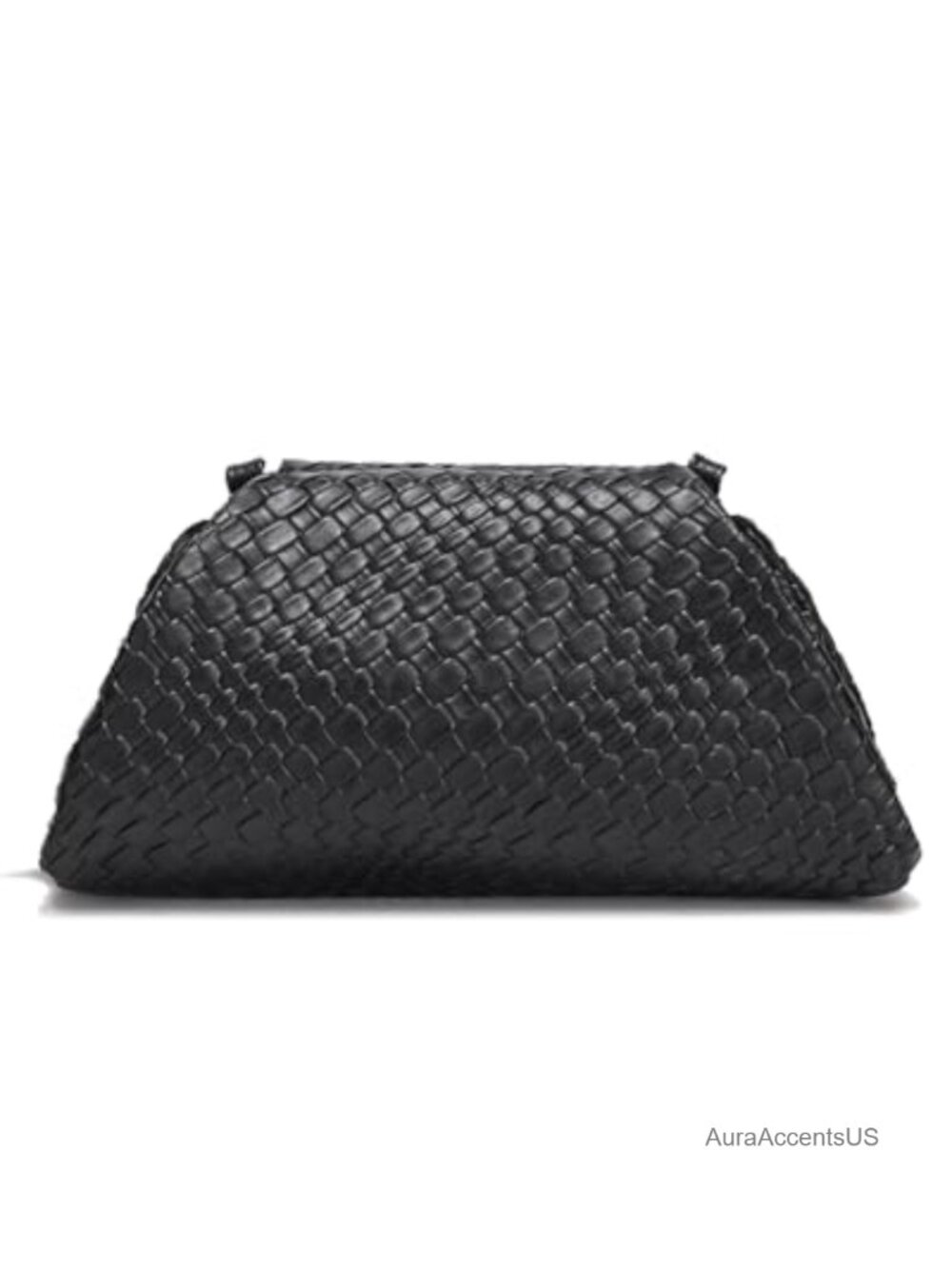 Vegan Leather Evening Bag, Dumpling Clutch Purse, Woven Crossbody with